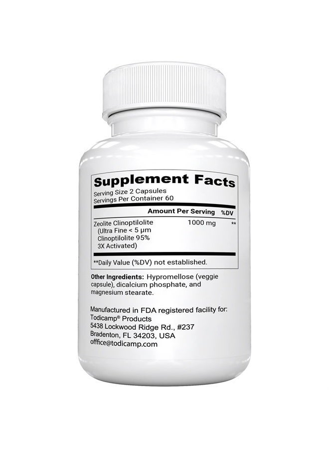 TODICAMP Zeolite Detox - Zeolite Capsules Sorbolit Ultra FINE 1-2 µm - Zeolite Clinoptilolite Powder 95% - 3X Activated - 120 Capsules - Zeolite Powder Supplement - 2 Months Supply - Image 3